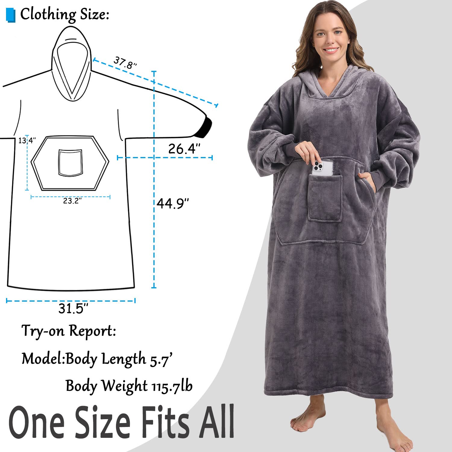 SANDOLONI wearable blanket hoodie in use on couch offering relaxed warmth