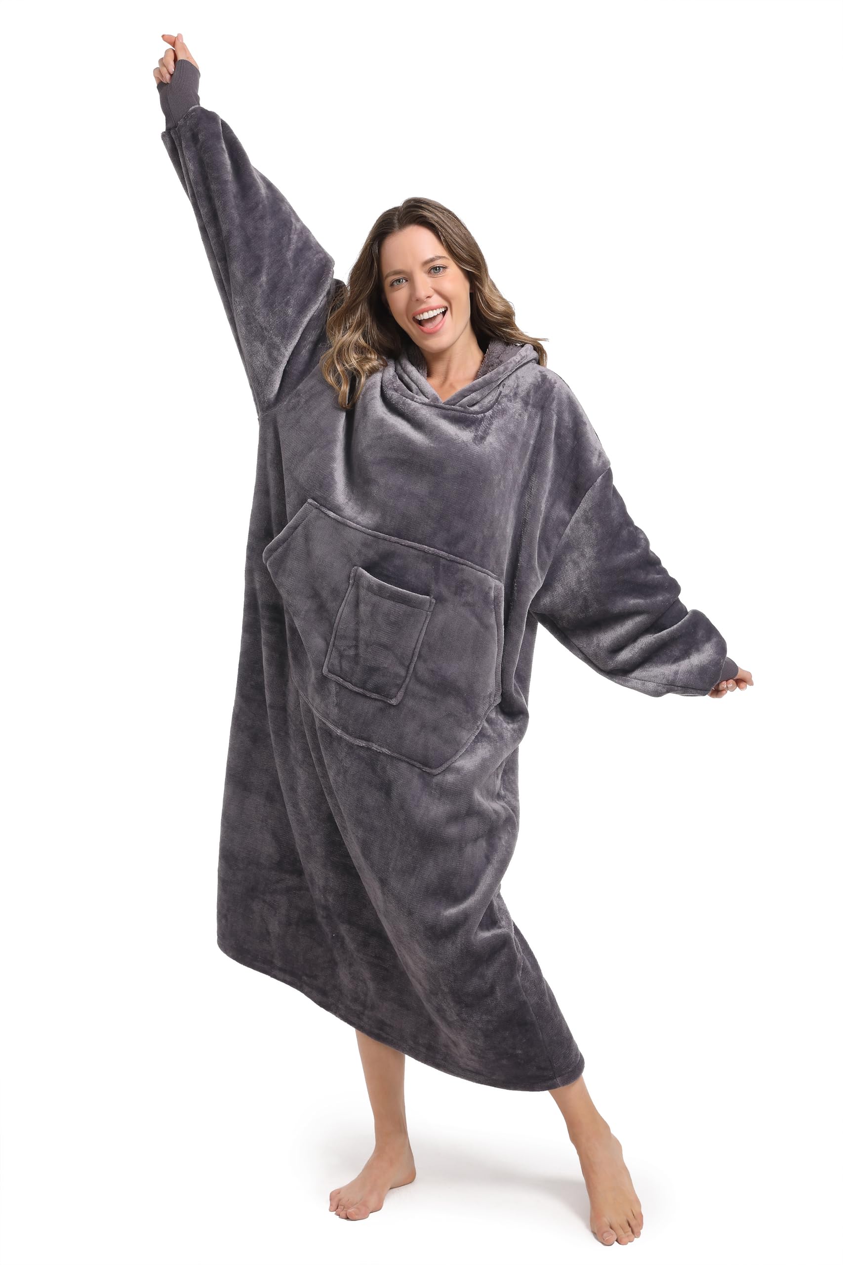 SANDOLONI hoodie draped on chair showing length and coverage for scale