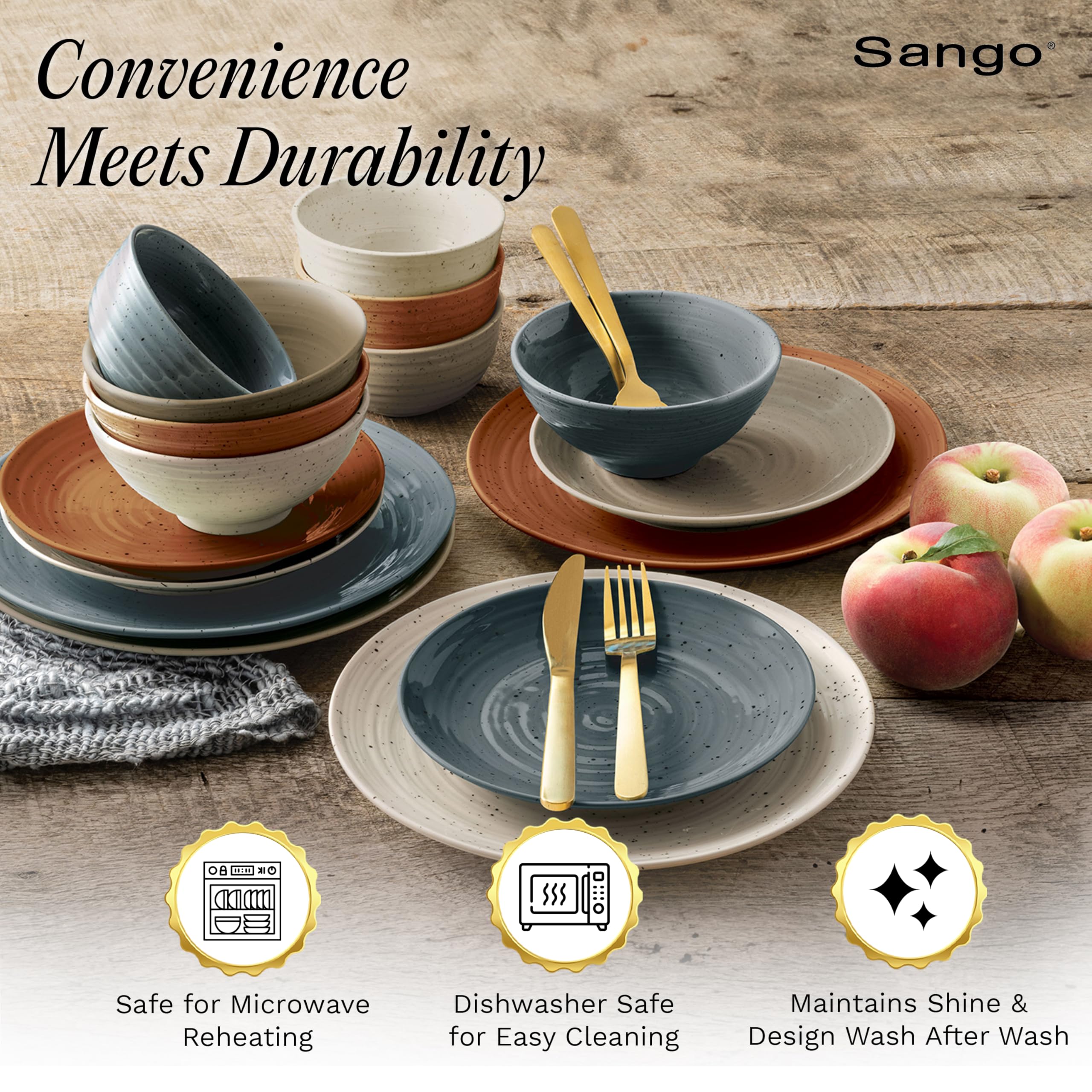 SANGO styled table setting showing how set adds warm farmhouse-boho atmosphere