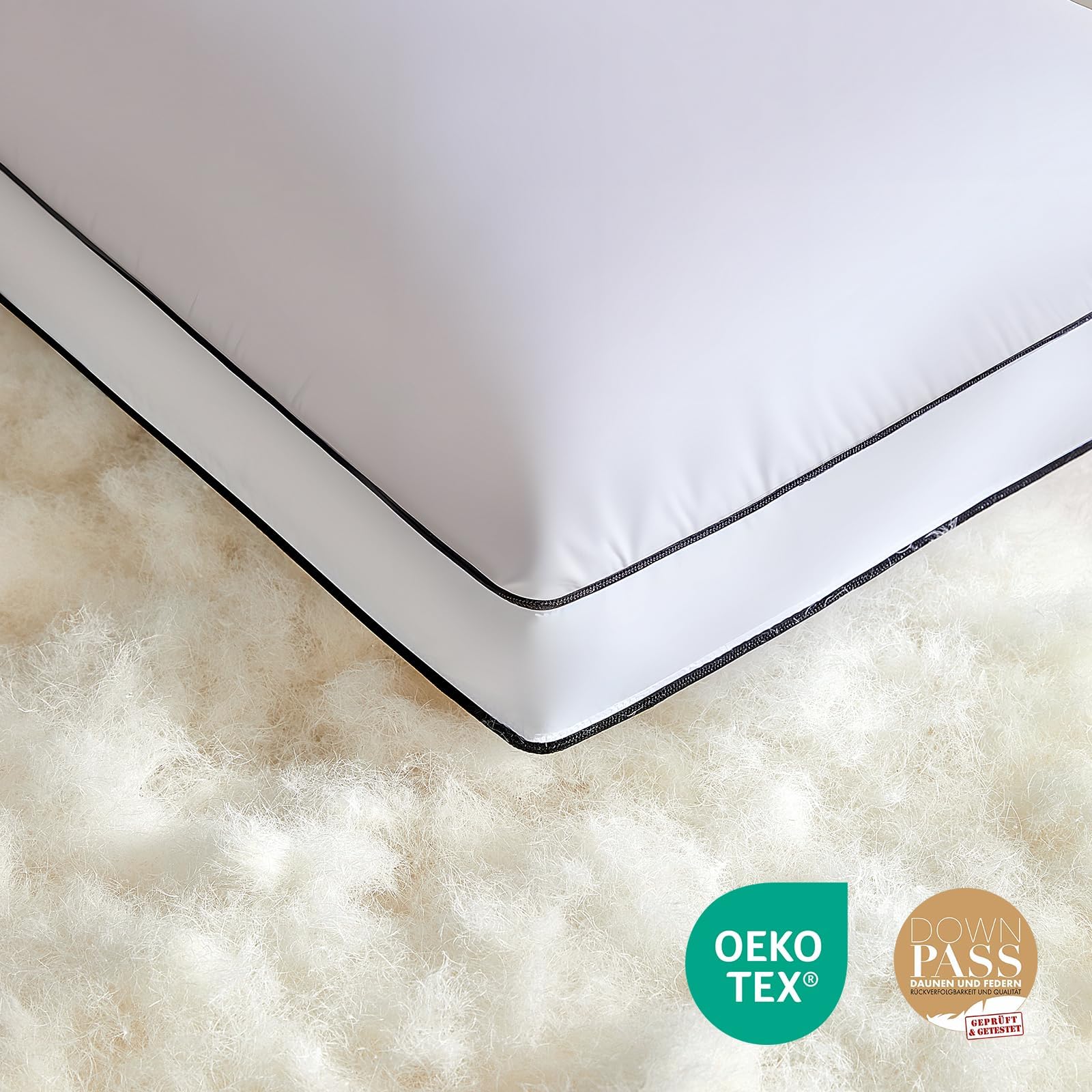 Sanivosily king pillows on bed illustrating fluffy support and style