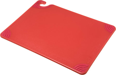 San Jamar Saf-T-Grip front view showing full red cutting surface and corners benefit stability