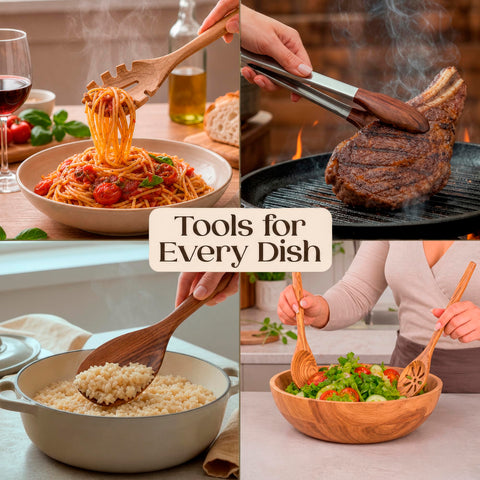 SANJH slotted spatula edge profile demonstrating gentle surface safe for non-stick pans
