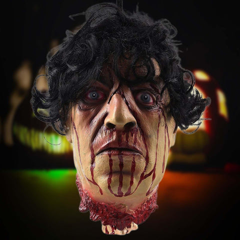 SANKEDOU front view hanging severed head delivering instant haunted-house shock