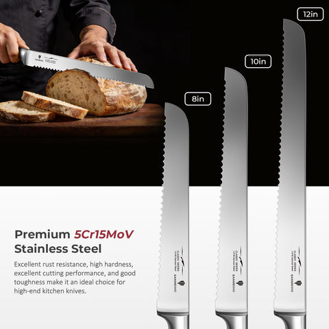 SANMEIHO close-up serrated edge displaying tooth spacing for stable, clean crust cuts