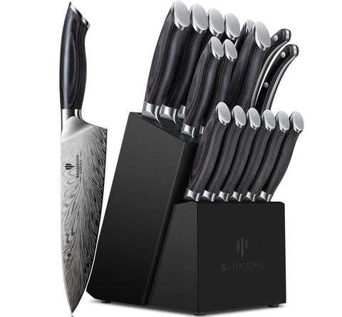 sanmeiho front overview knife block showing full set and organized storage benefit