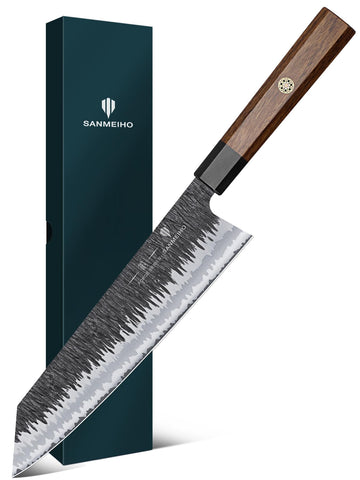 SANMEIHO front profile kiritsuke showing blade shape and balance benefit