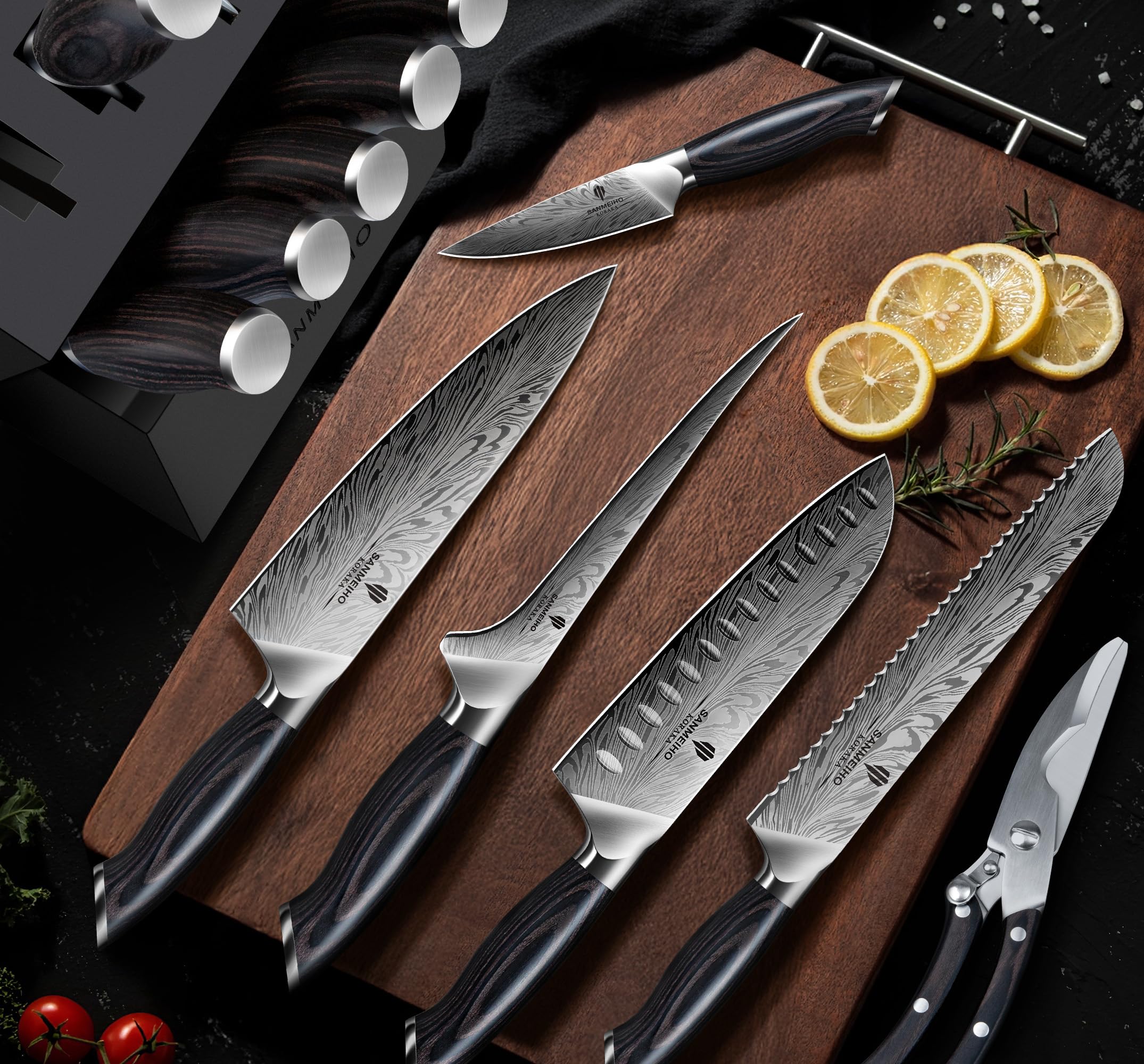 sanmeiho size comparison next to cutting board showing scale and versatility
