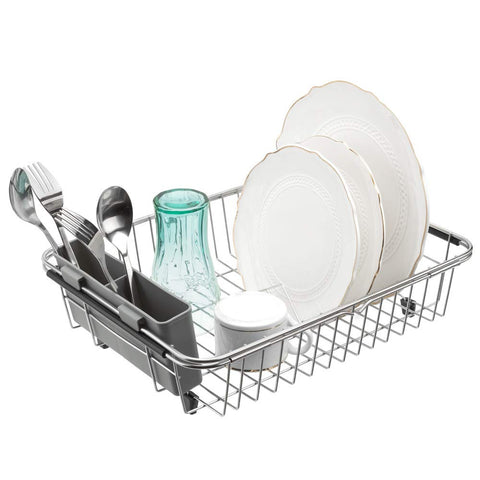 SANNO size comparison with measuring tape showing adjustable arm fitting various sinks