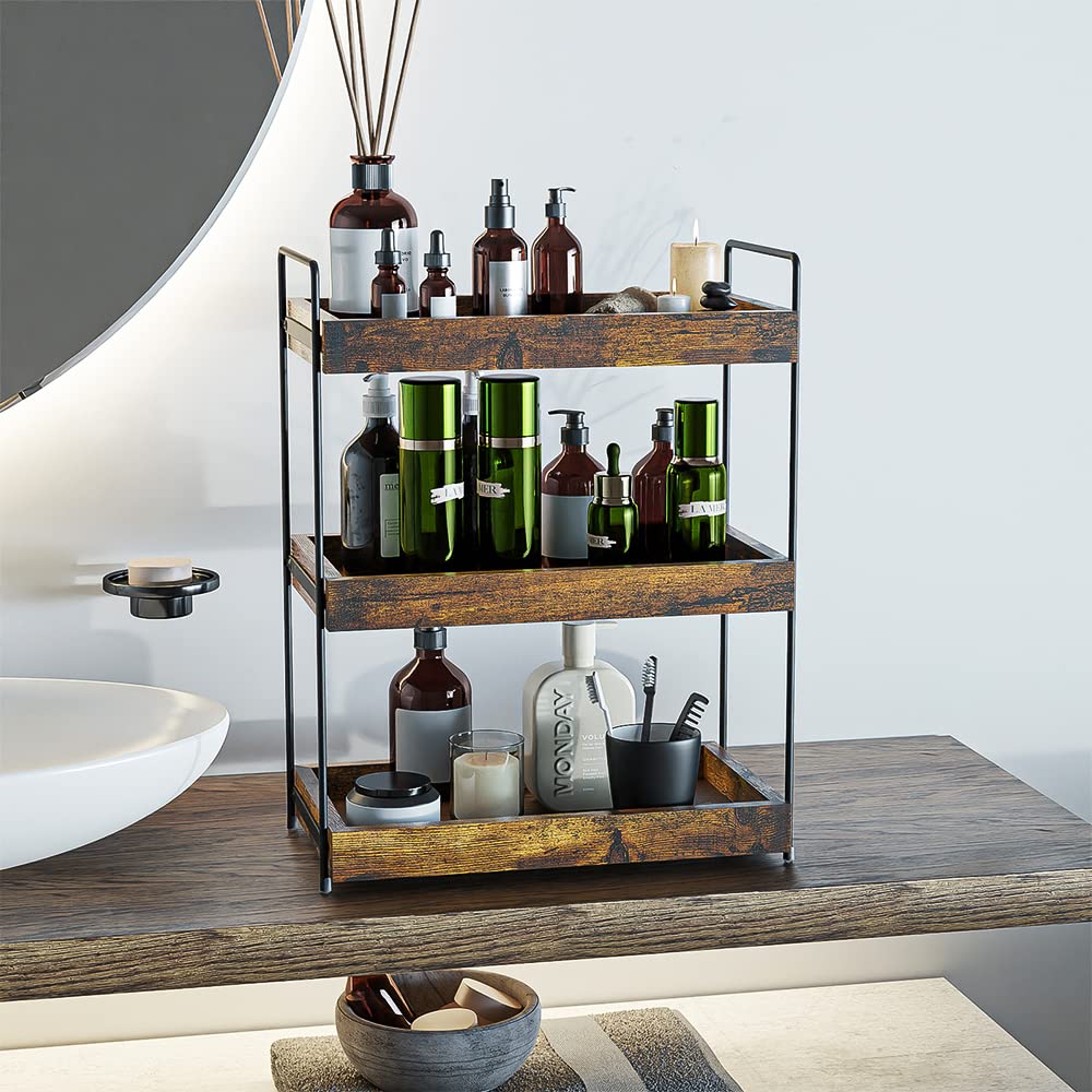 SANRETAHO closeup of top wood shelf highlighting sealed finish and easy cleaning
