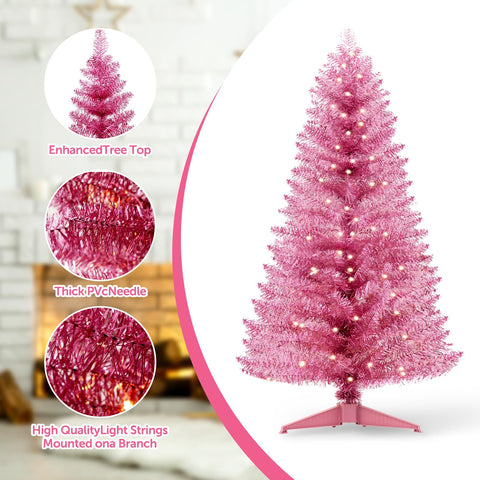 Santanelo close-up of pink branch tips and snow flocking highlighting texture and realism