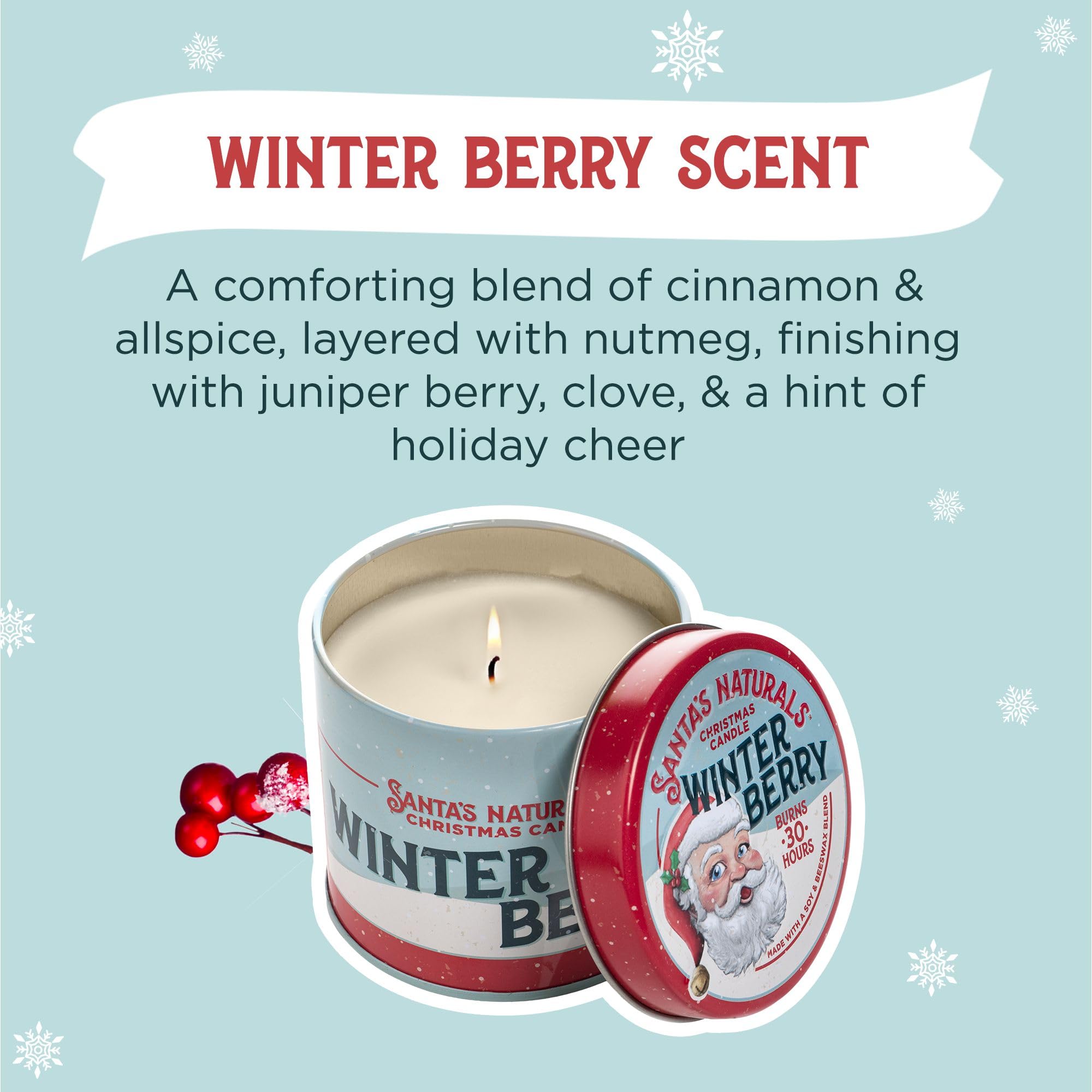 Santa's Naturals close view of cotton wick and smooth wax for cleaner burn