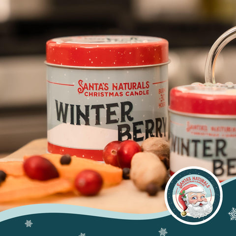 Santa's Naturals candles gift wrapped for holidays offering a meaningful present