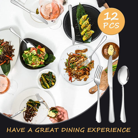 SANTUO flatware set placed on dining table demonstrating elegant presentation