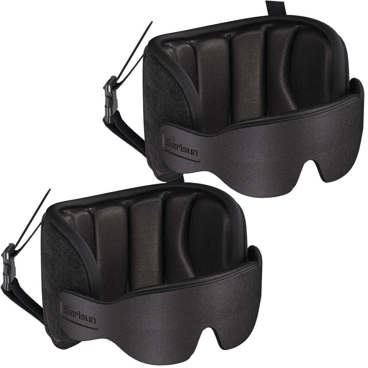 SARISUN front view of two travel pillows showing compact ergonomic shape and stable support
