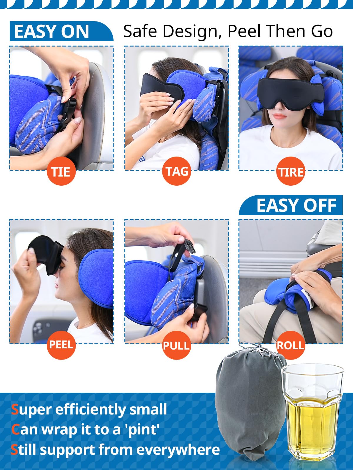 SARISUN packed two pillows inside a carry-on pocket illustrating easy travel convenience