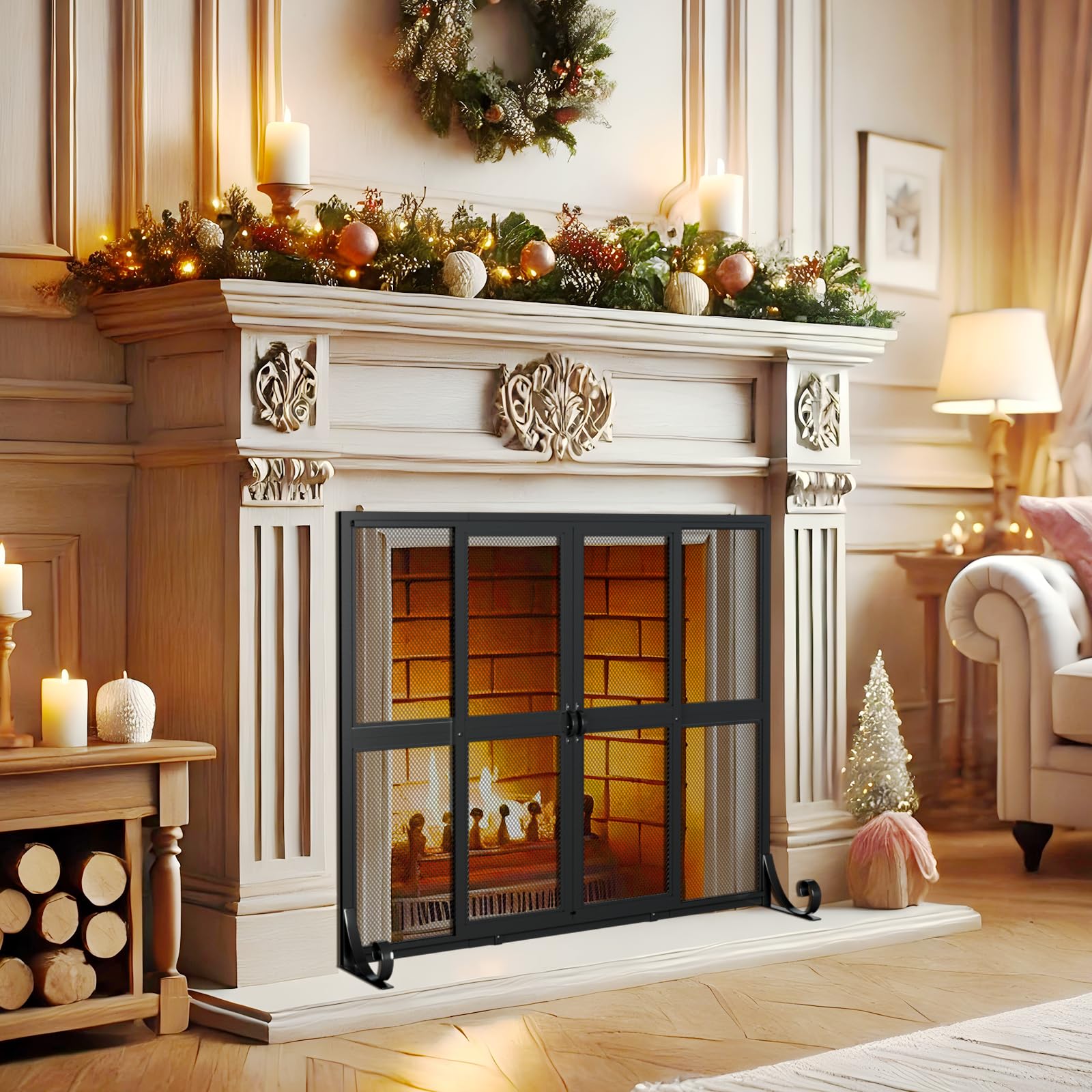 Sarzdras installed with firelit hearth illustrating safe viewing