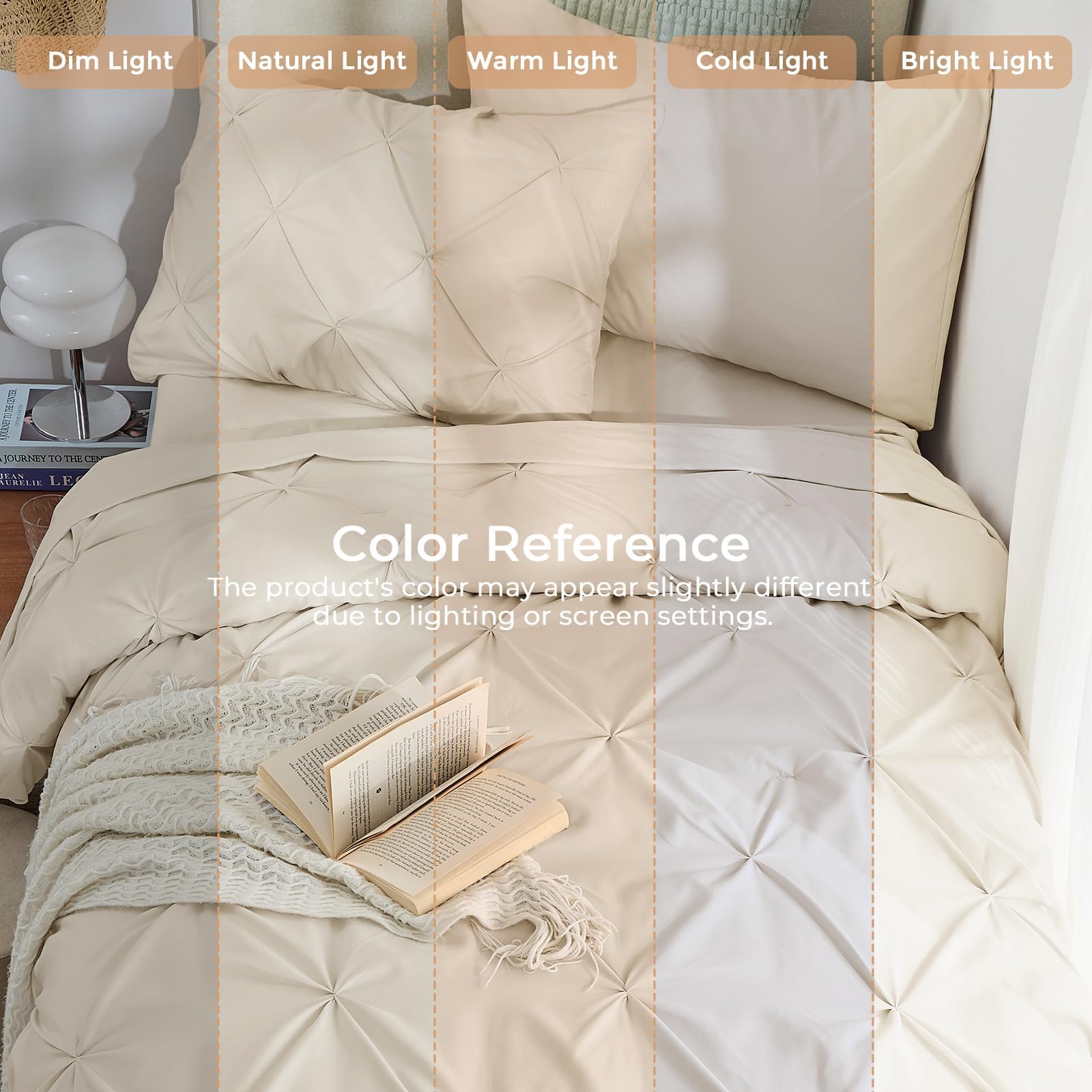 Sasttie styled bedroom scene showing neutral beige set blends with décor benefit