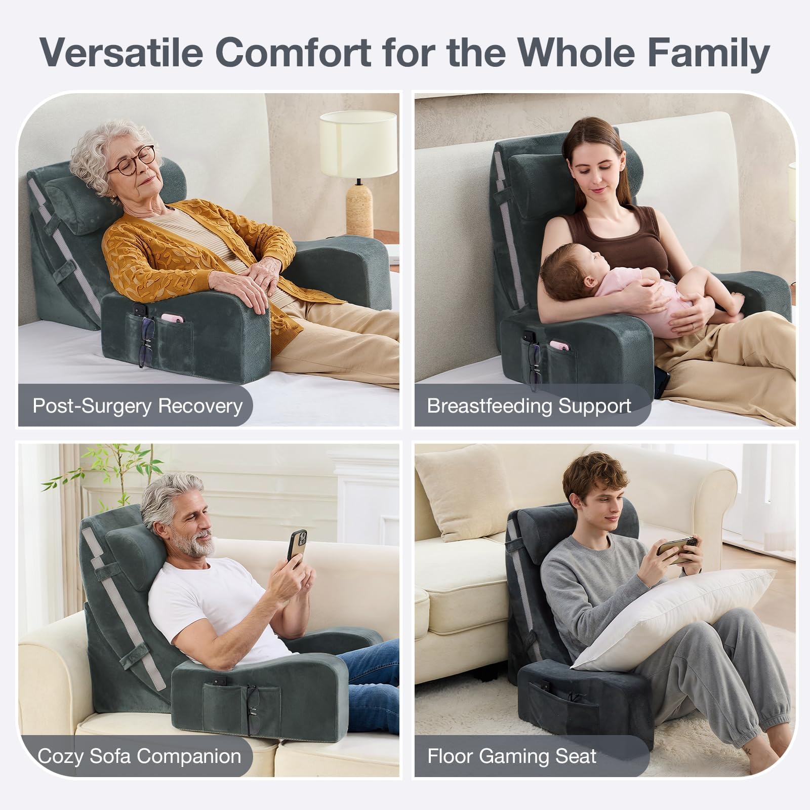 Sasttie on sofa with gamer using pillow for extended comfort