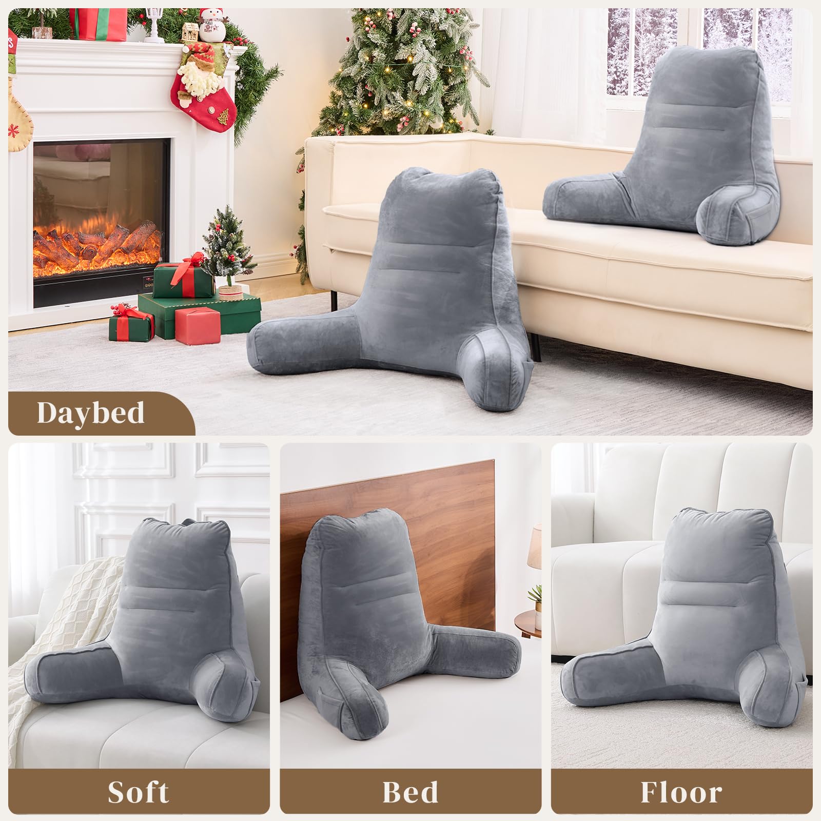 Sasttie pillow propped for laptop use providing ergonomic back support