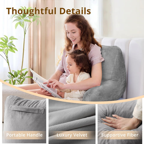 Sasttie pillow placed in bed for reading showing comfortable setup