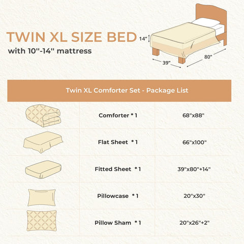 Sasttie comforter on Twin XL mattress illustrating correct size and scale benefit