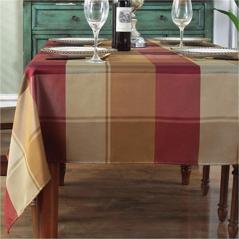 SASTYBALE front view red checkered tablecloth showing full 60x84 coverage and neat pattern