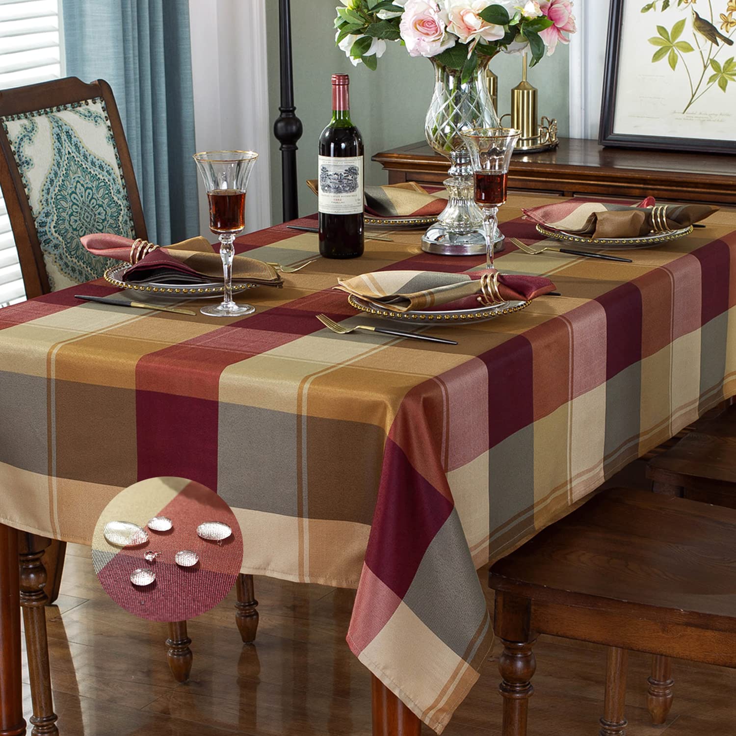 SASTYBALE front view red checkered tablecloth shows classic styling and protection