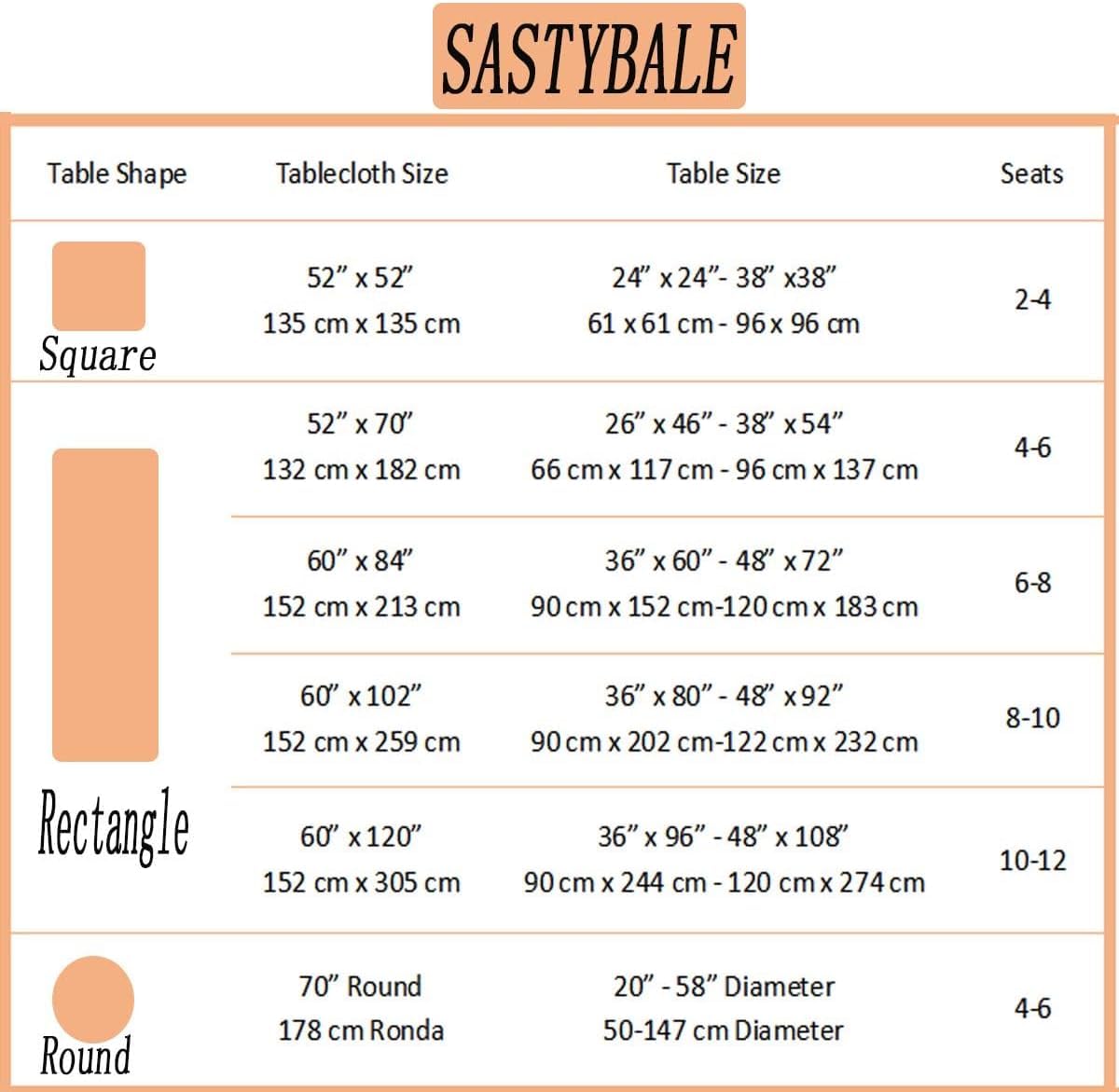 SASTYBALE scale comparison with chair shows 60x120 inch fit and proportions