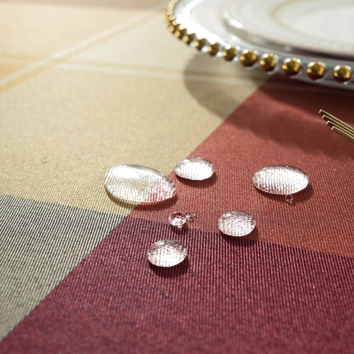 SASTYBALE tablecloth with chairs for scale showing generous drop