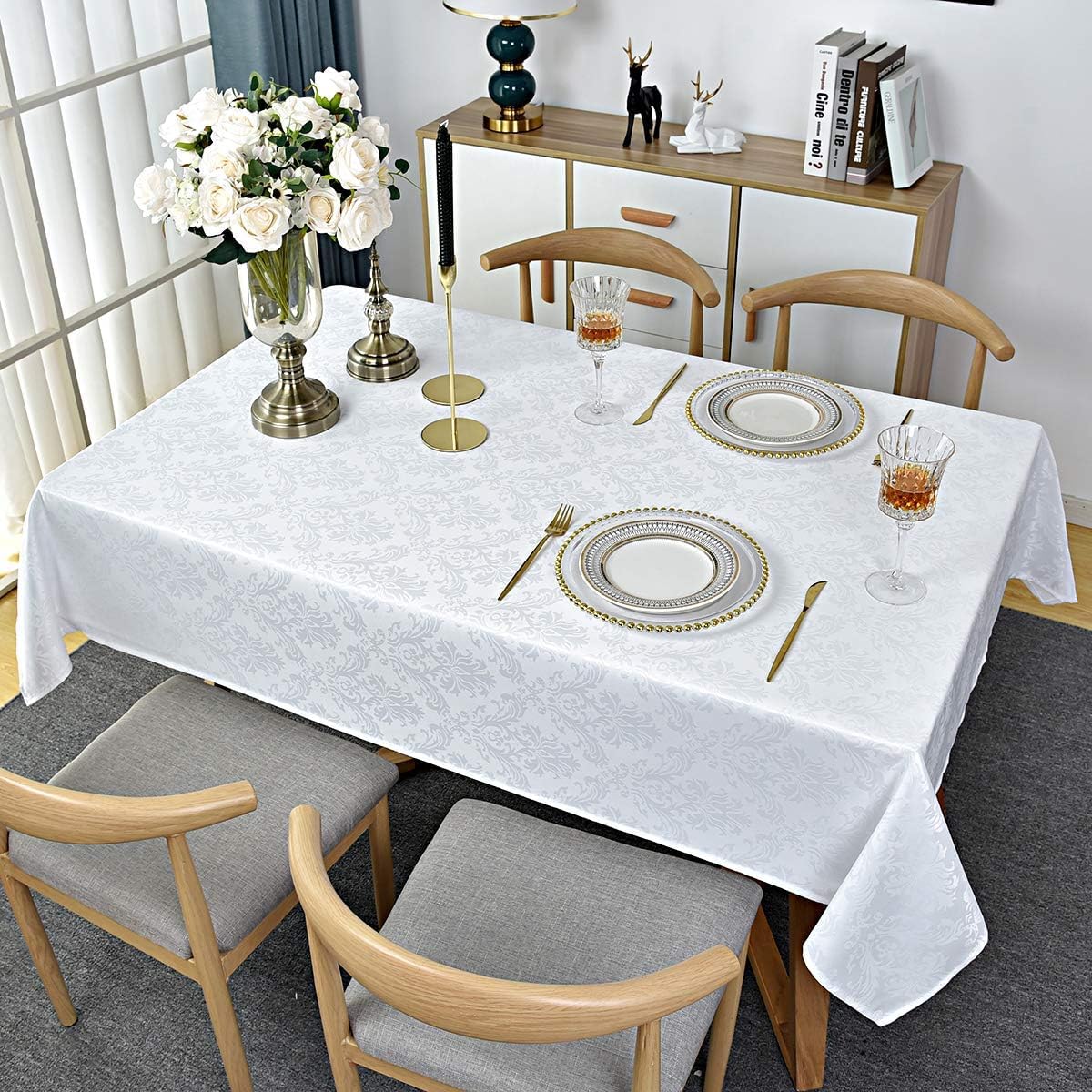 SASTYBALE tablecloth in use on formal dining table creates inviting atmosphere