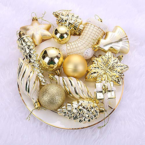 Sattiyrch decorated tree with golden ornaments showing festive ambiance benefit: instant holiday warmth
