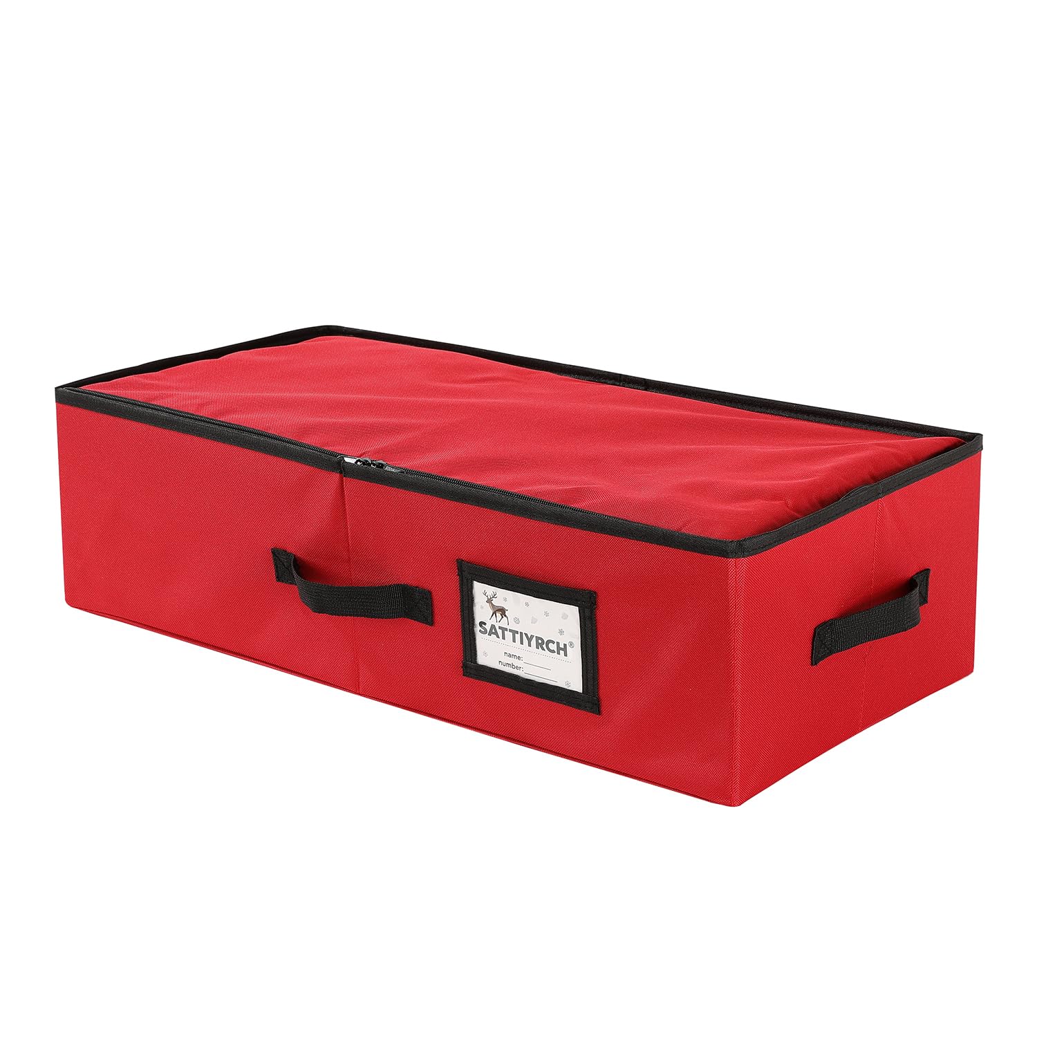Sattiyrch front view showing slim underbed organizer and capacity benefit