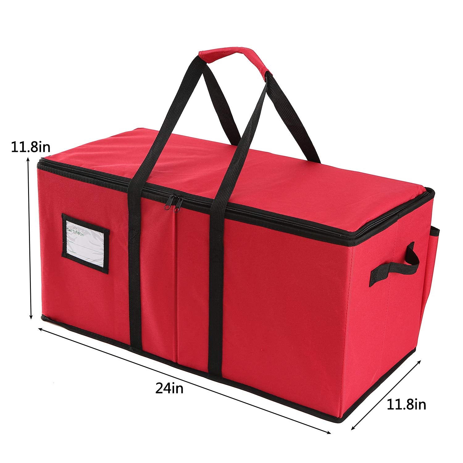 Sattiyrch top and side handles with exterior pockets for easy carrying