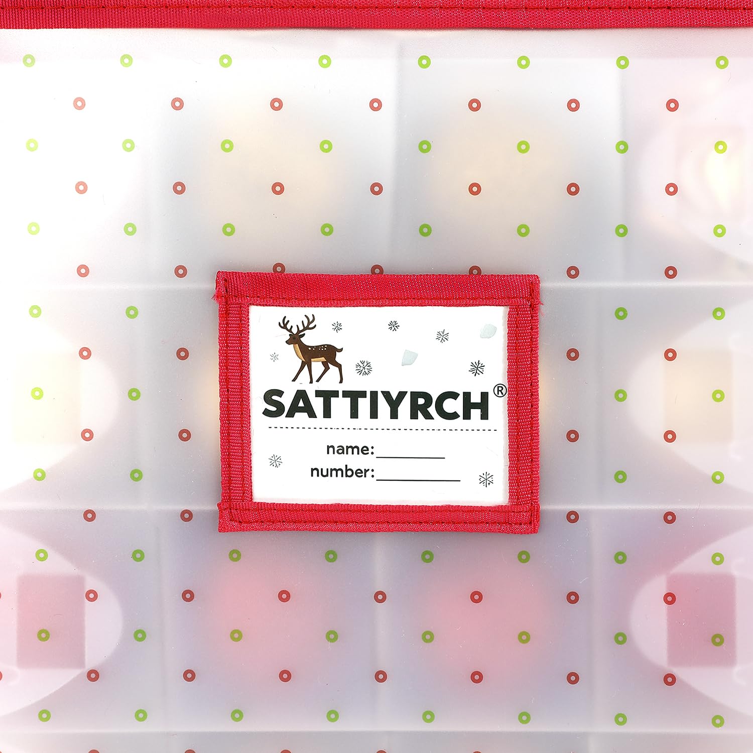Sattiyrch label pocket close-up for quick contents identification