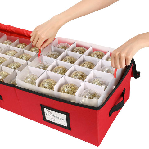 Sattiyrch open top displaying 64 ornaments safely separated and visible