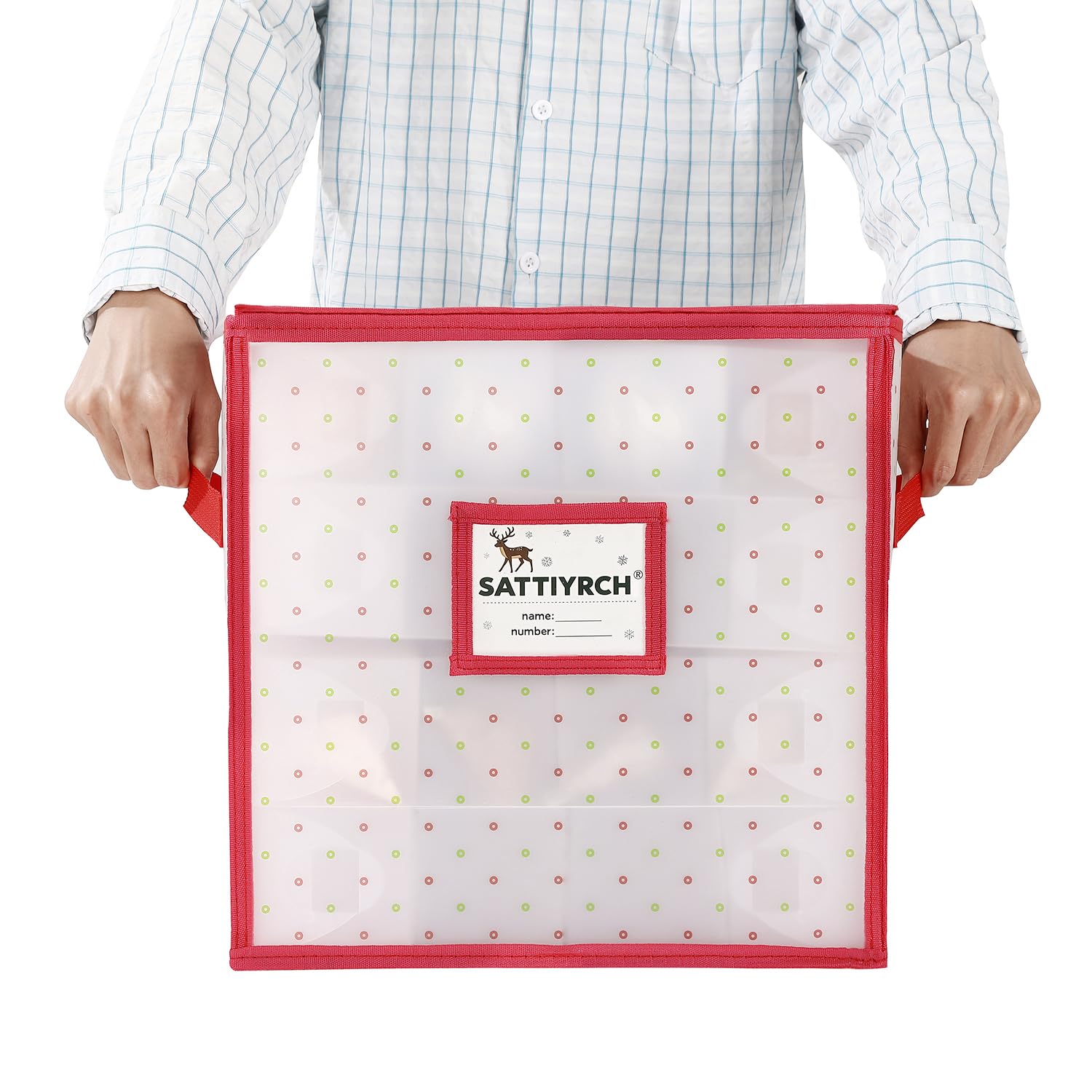 Sattiyrch box beside ornaments showing size and capacity comparison