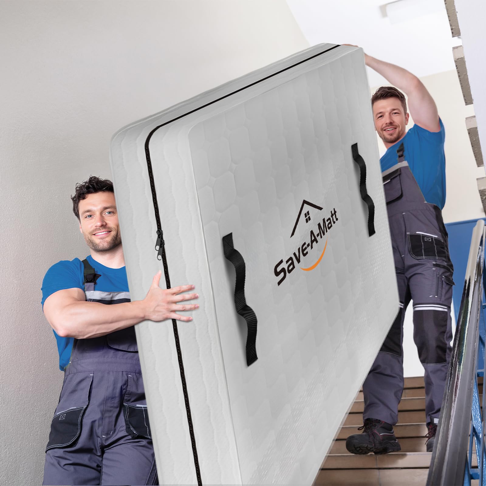 SaveAMatt movers carrying bag through hallway showing easier transport advantage