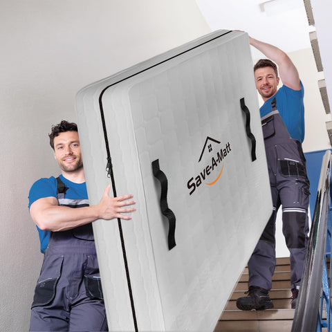SaveAMatt movers carrying bag through hallway showing easier transport advantage