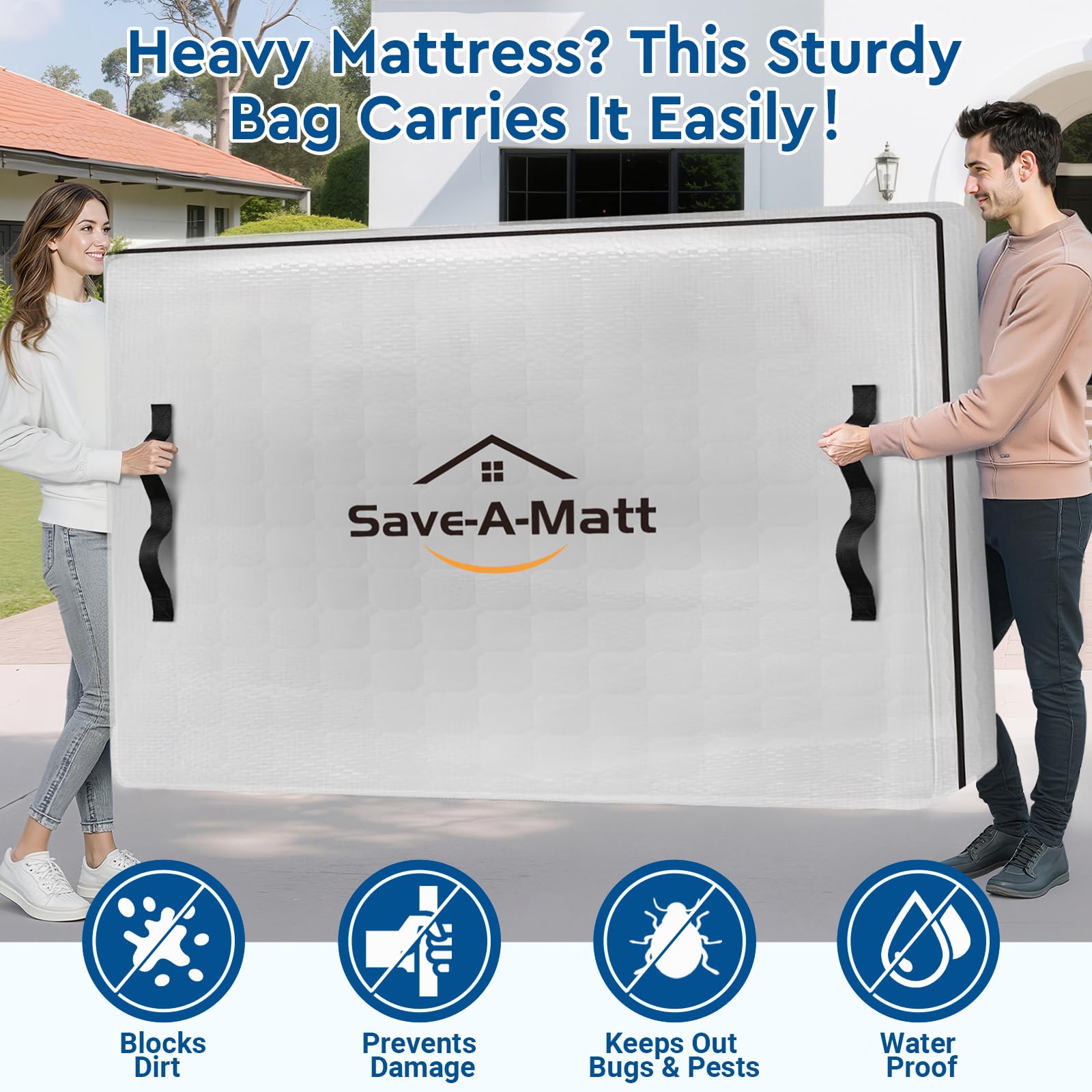 SaveAMatt queen mattress fully enclosed in bag for dust-free, clean storage