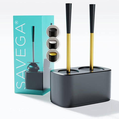 SAVEGA front view of gold caddy showing neat storage benefit