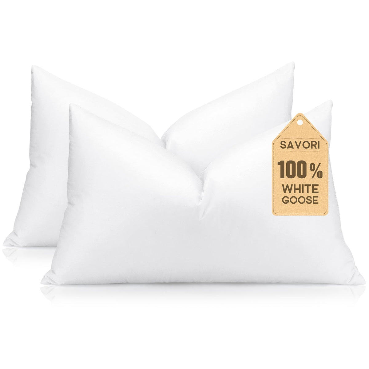 SAVORI front view of packaged pillow inserts showing neat gift-ready box and value