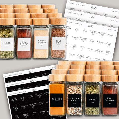 SAVVY & SORTED lifestyle kitchen display of jars on shelf, cohesive pantry look