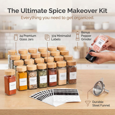 SAVVY & SORTED shaker and grinder lids displayed, versatile dispensing for cooking