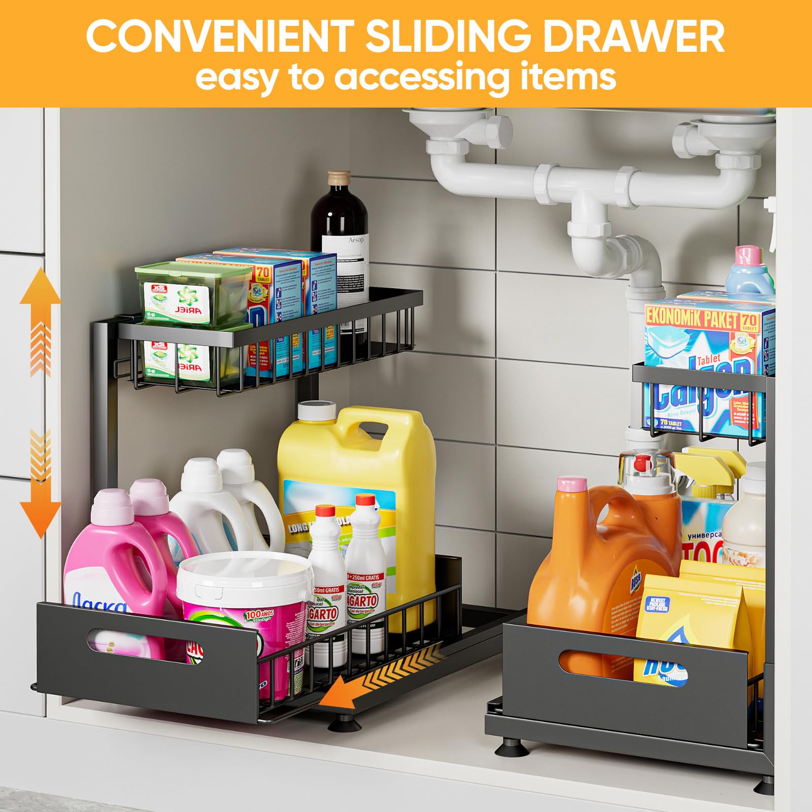 Saydear lifestyle shot of kitchen cabinet organized and clutter-free