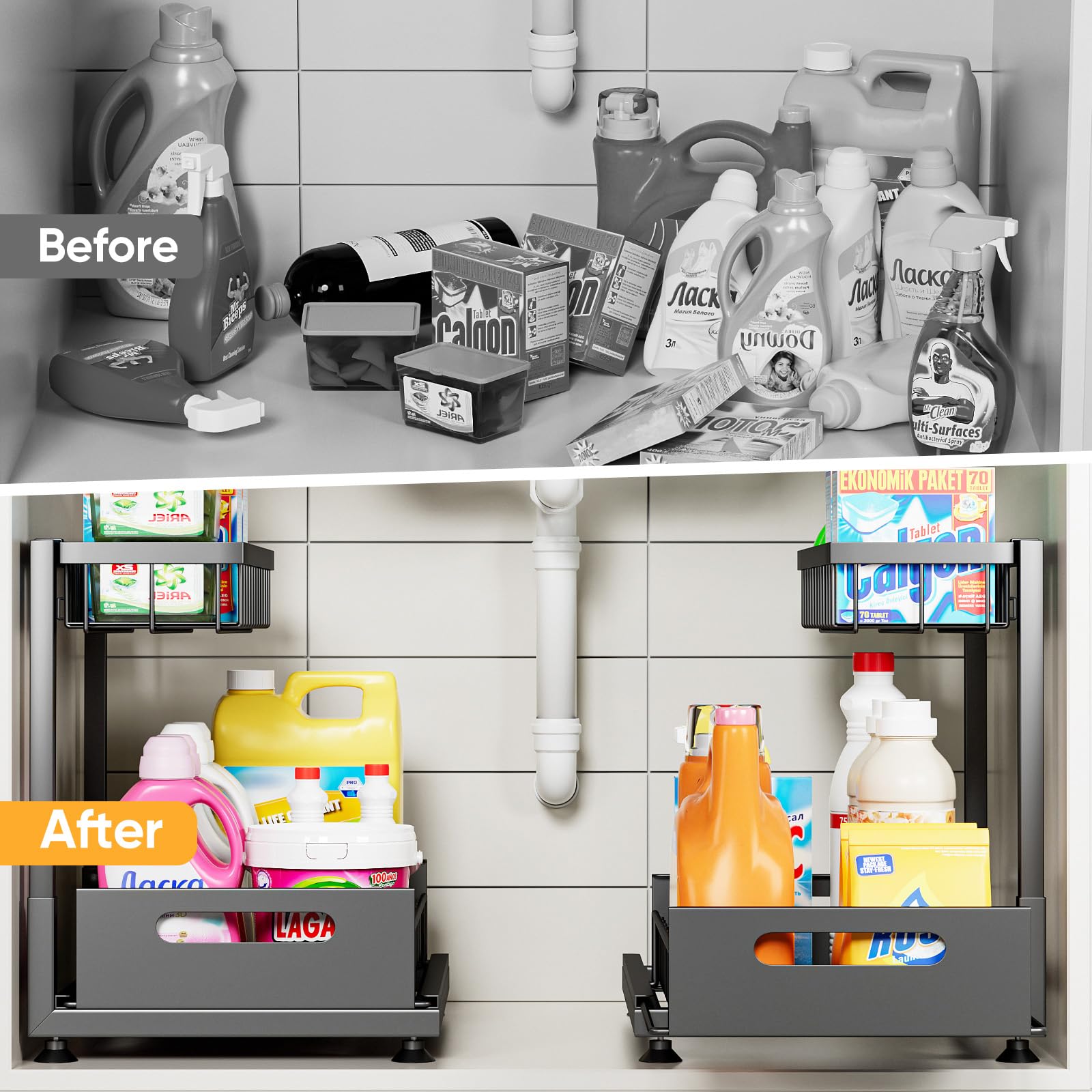 Saydear pull-out drawer handle detail for smooth, easy item retrieval