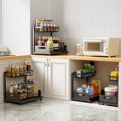 Saydear installed under sink around plumbing maximizing available cabinet space