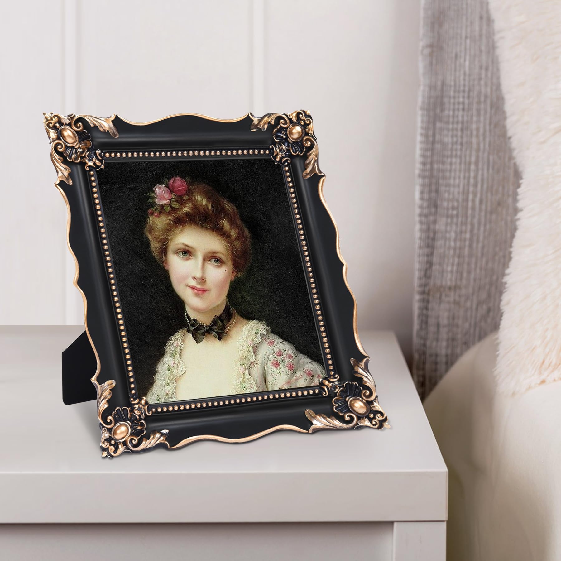 saysmile frame displayed on dresser adding vintage charm to bedroom decor