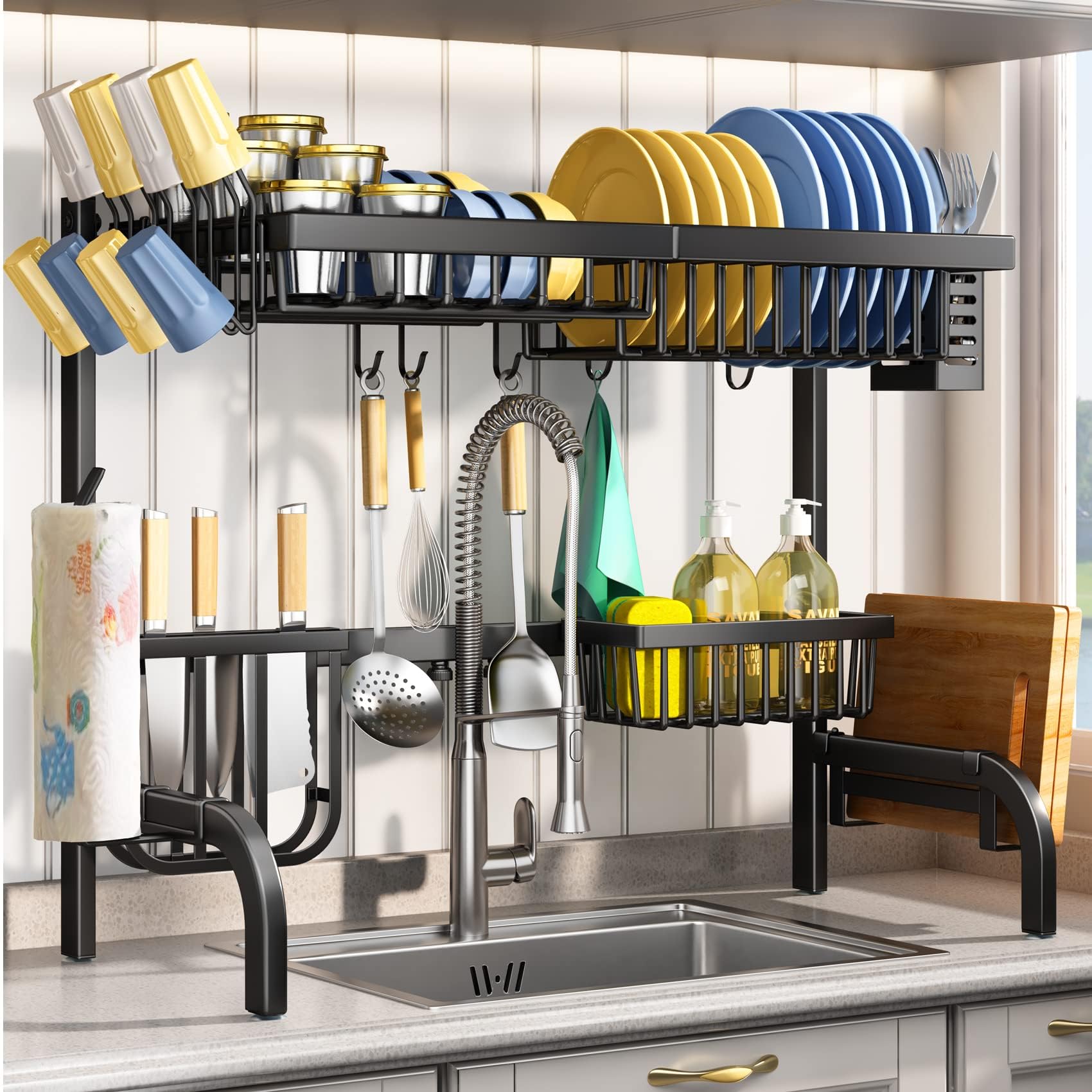 SAYZH front view of rack showing organized drying and counter saving