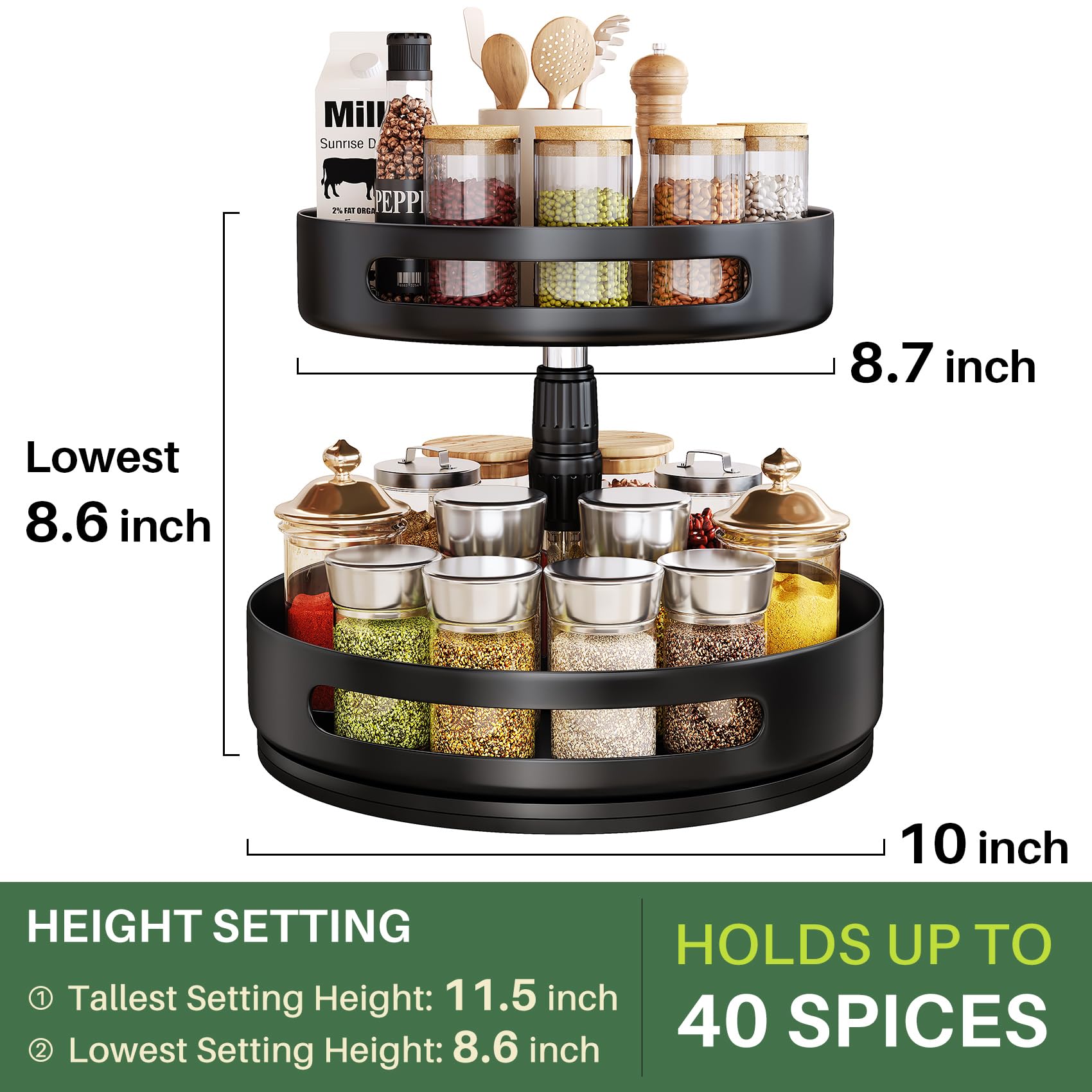 SAYZH rotating turntable in action demonstrating smooth access to every spice jar