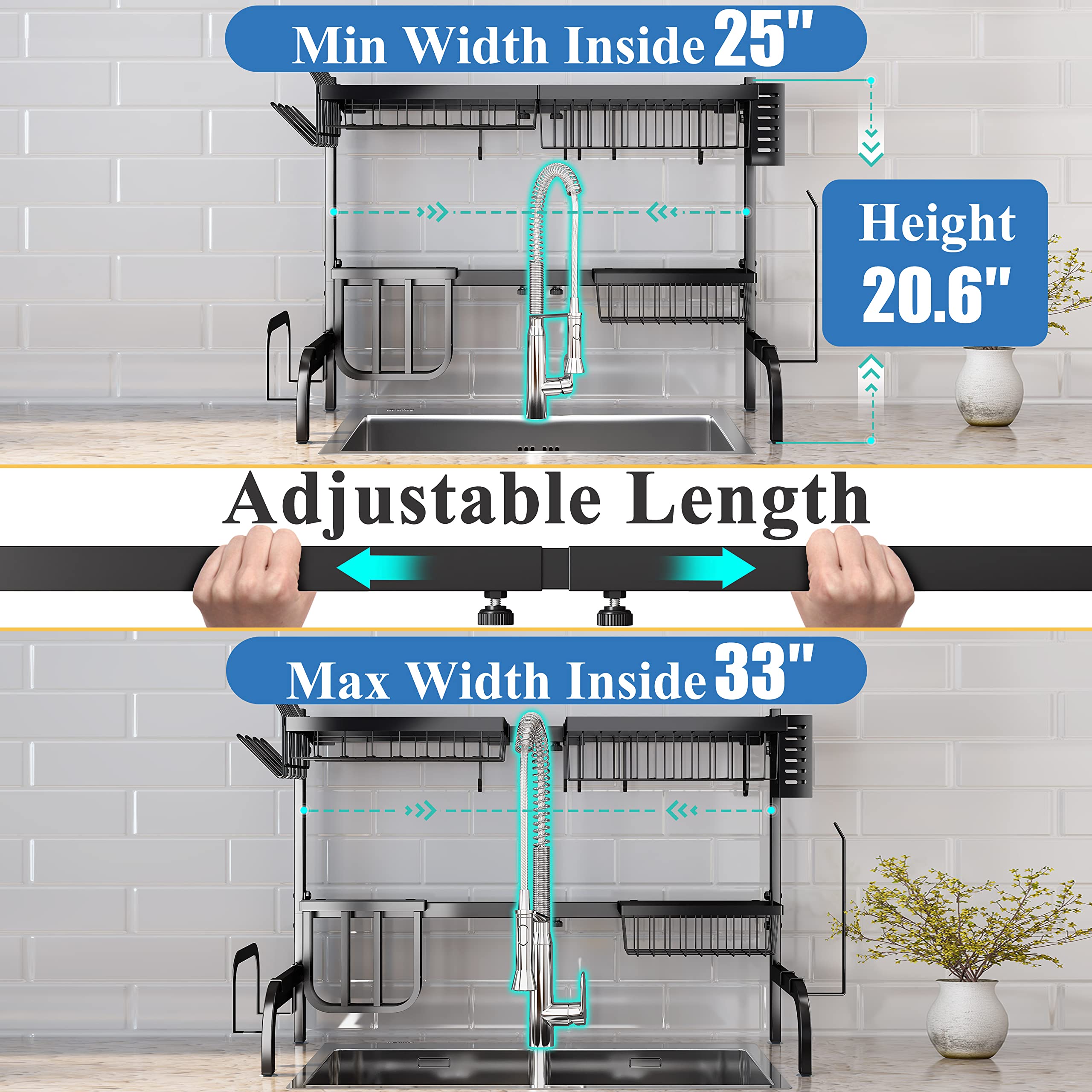SAYZH two-tier loaded with plates and bowls for efficient drying